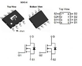 AO4822A MOSFET Dual N-Channel, 30V, 6.8A, SO-8. 